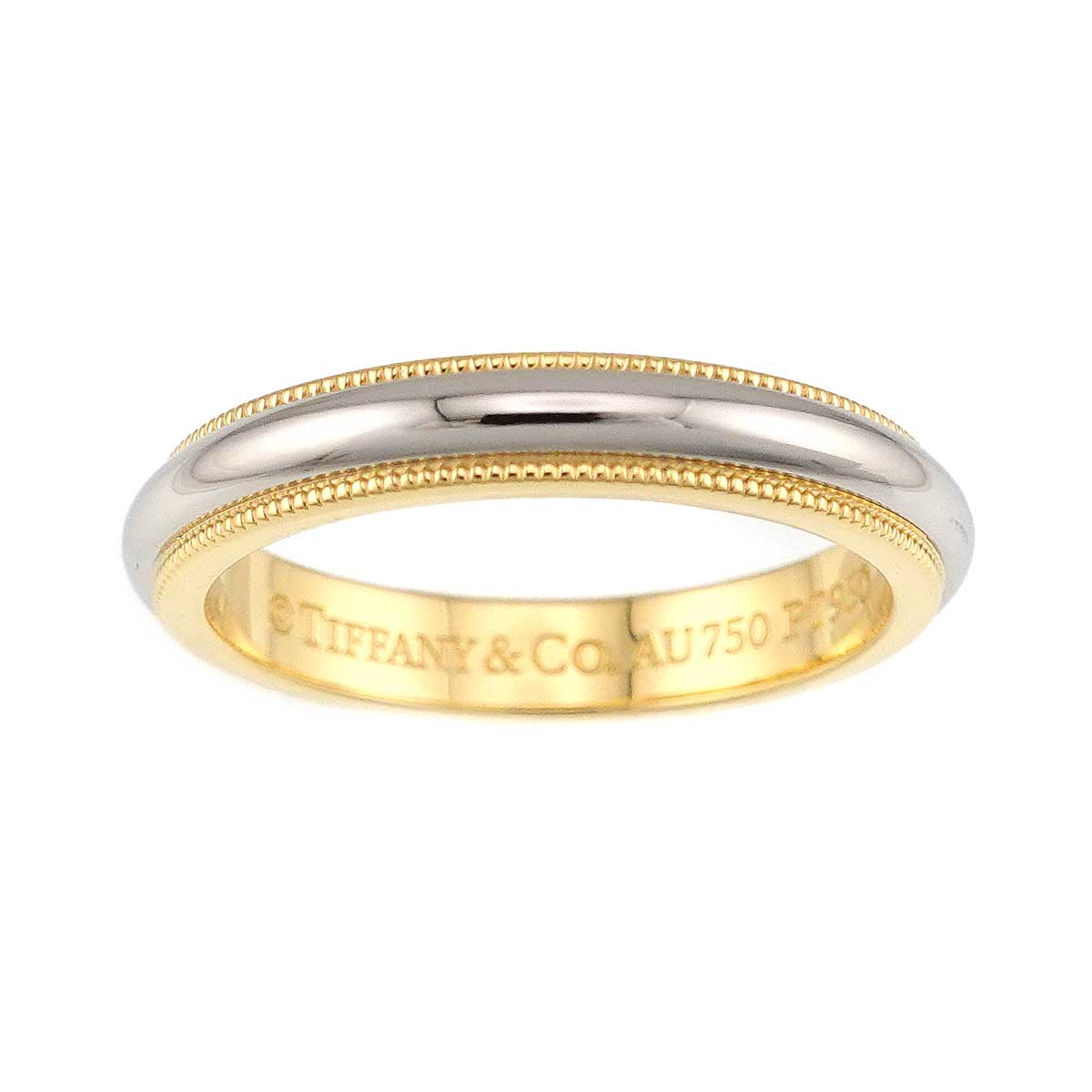 Milgrain Band Ring 18K 750 YG Pt Platinum Size6.25-6.5(US)