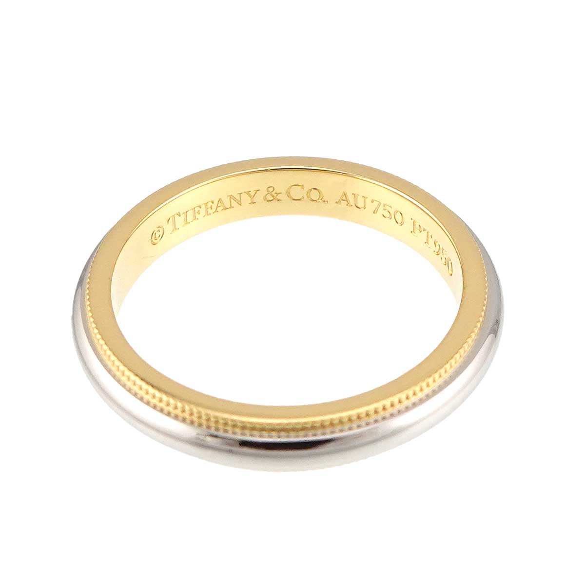 Milgrain Band Ring 18K 750 YG Pt Platinum Size6.25-6.5(US)