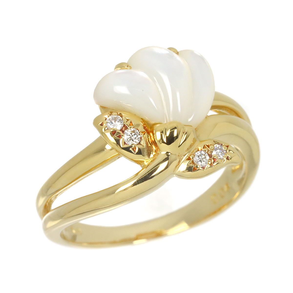 MOP Diamond 0.04ct Ring 18K YG size6-6.25(US)