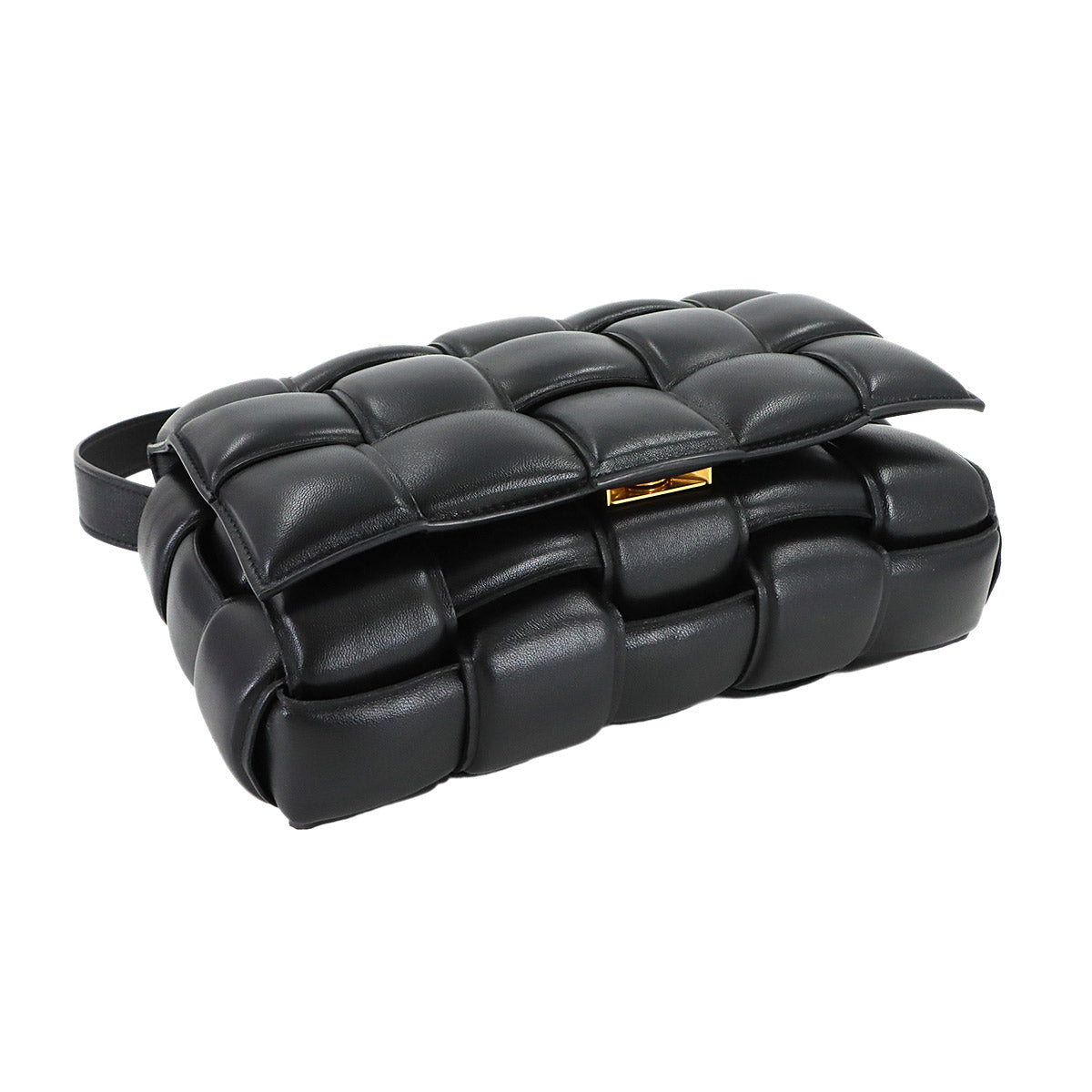 Intrecciato Padded Cassette Shoulder Bag Black 591970