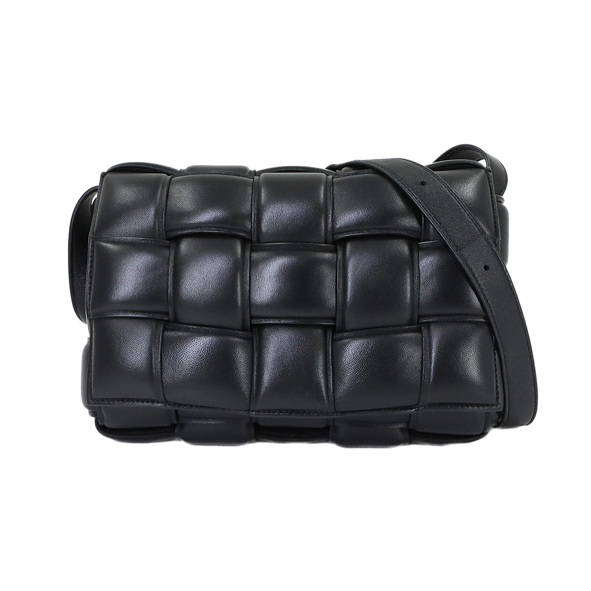 Intrecciato Padded Cassette Shoulder Bag Black 591970