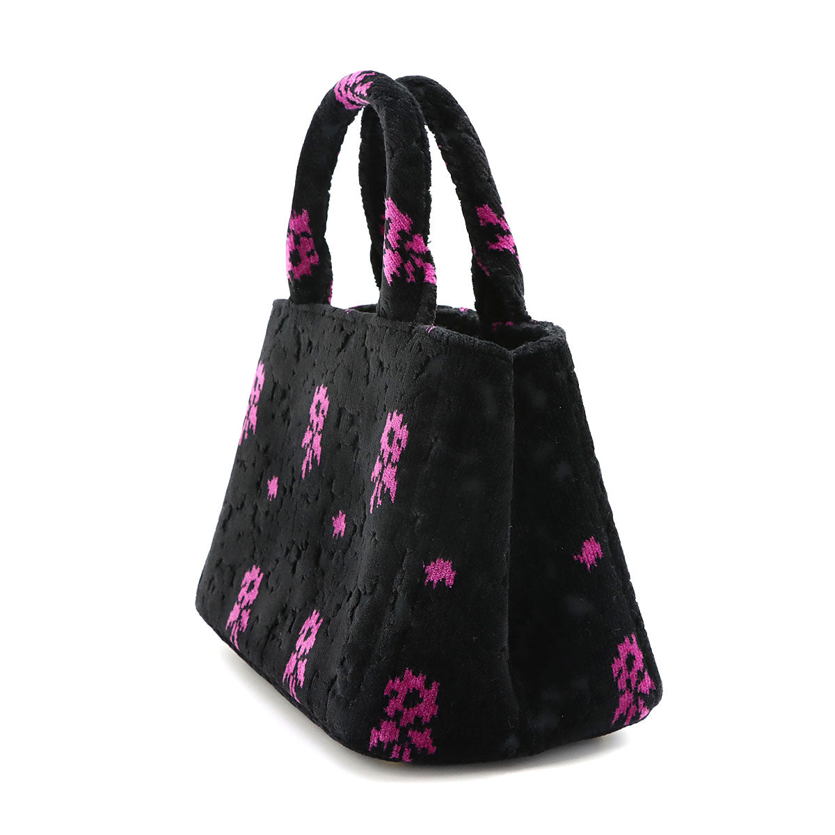 Canapa Mini Hand Shoulder Bag Velour Leather Nero Pink 1BA038