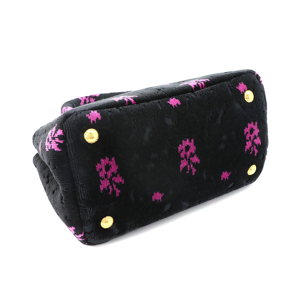 Canapa Mini Hand Shoulder Bag Velour Leather Nero Pink 1BA038