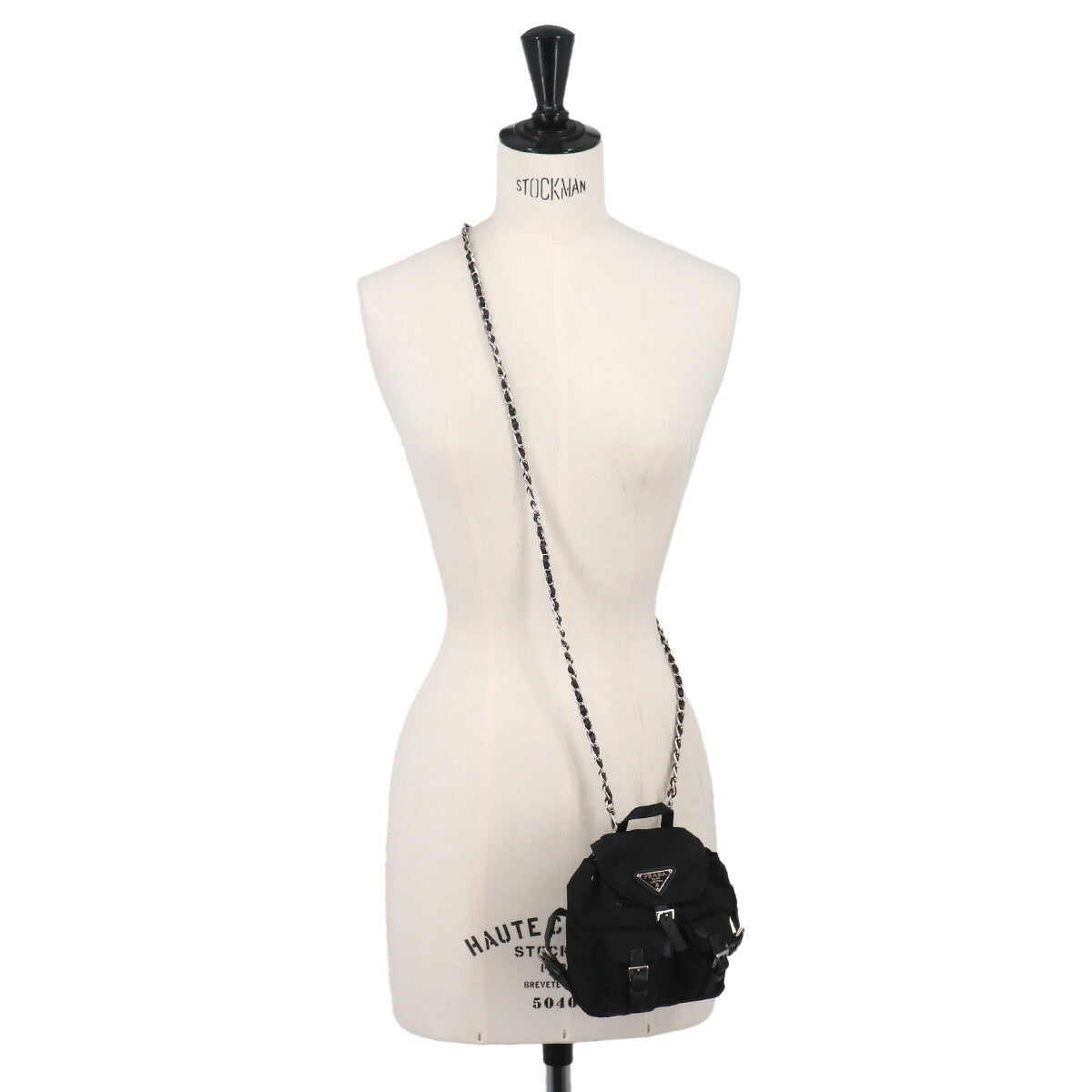Mini Chain Shoulder Bag Nylon Leather Black BZ0029 Backpack