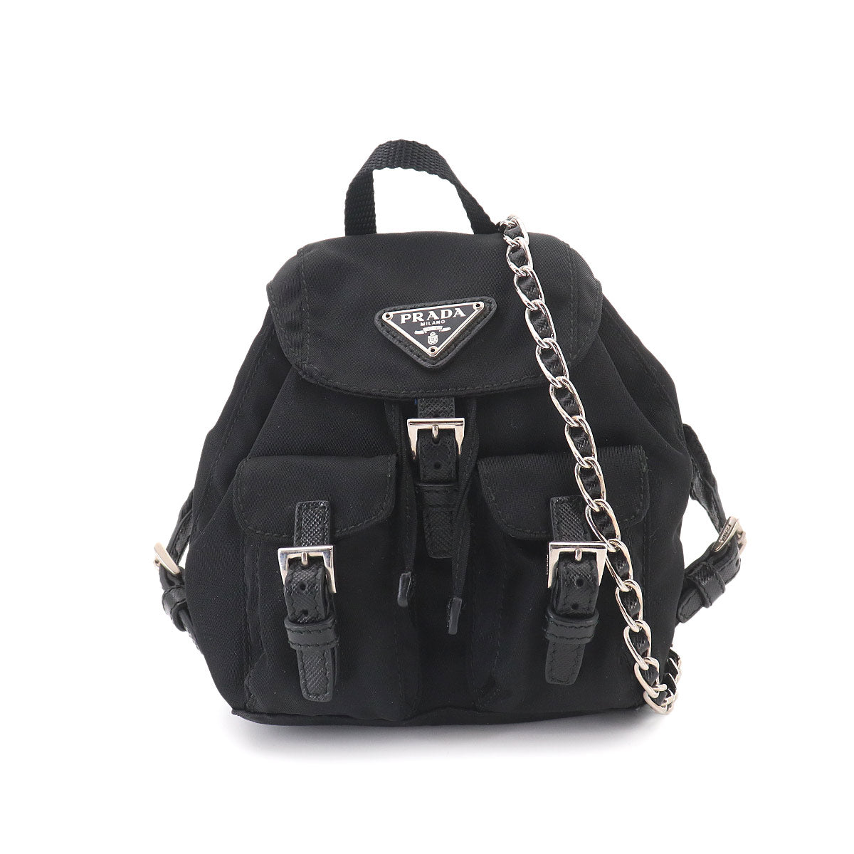 Mini Chain Shoulder Bag Nylon Leather Black BZ0029 Backpack