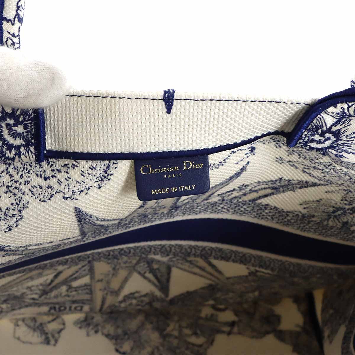 Reve d Infini Book Tote Large Bag Canvas Blue White