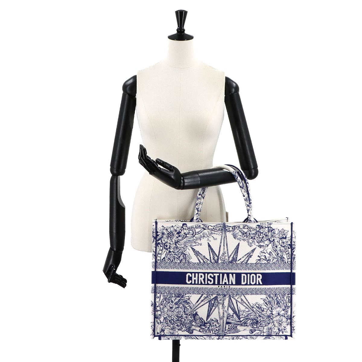 Reve d Infini Book Tote Large Bag Canvas Blue White