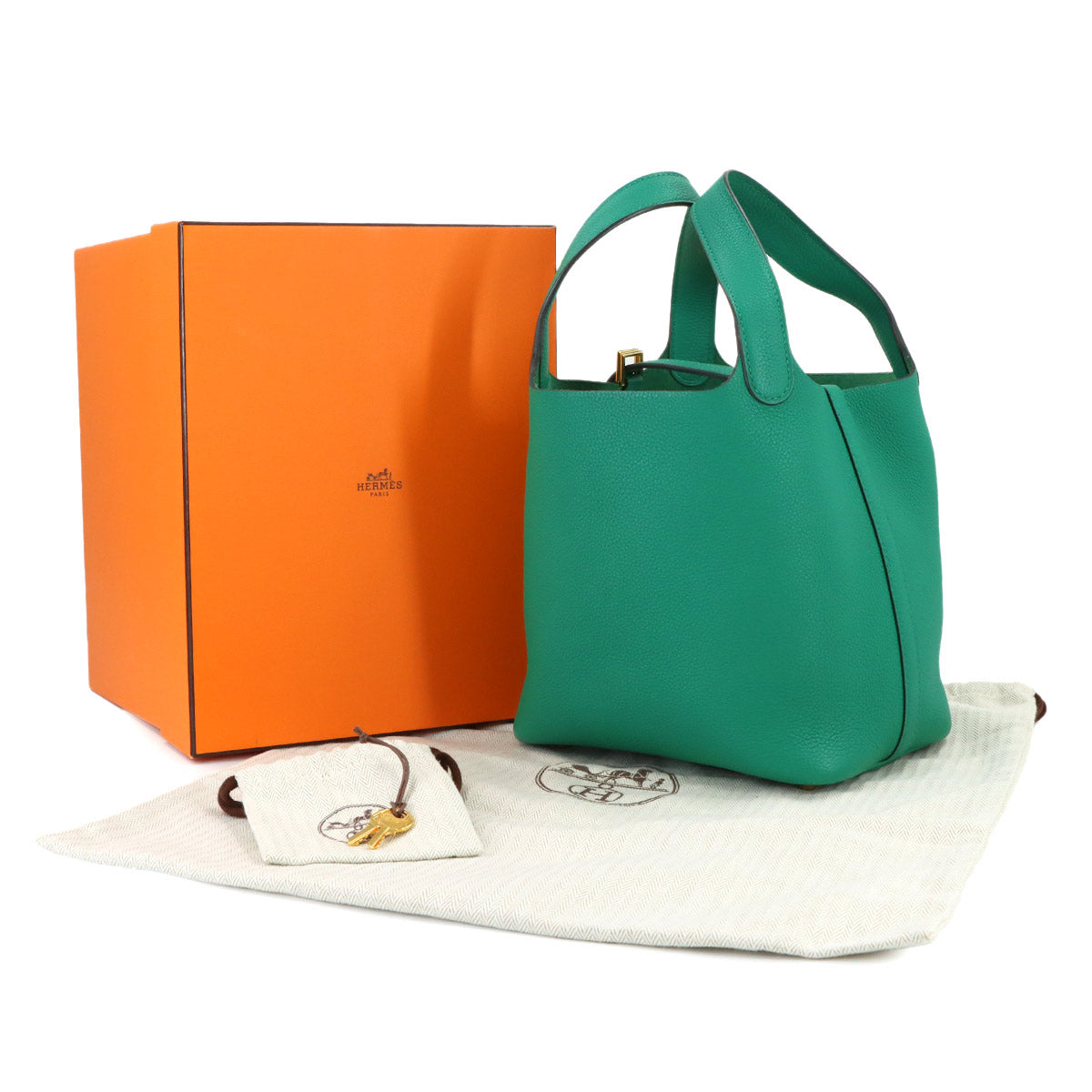 Picotin Lock 18 PM Hand Bag Taurillon Maurice Vert Jade Purse