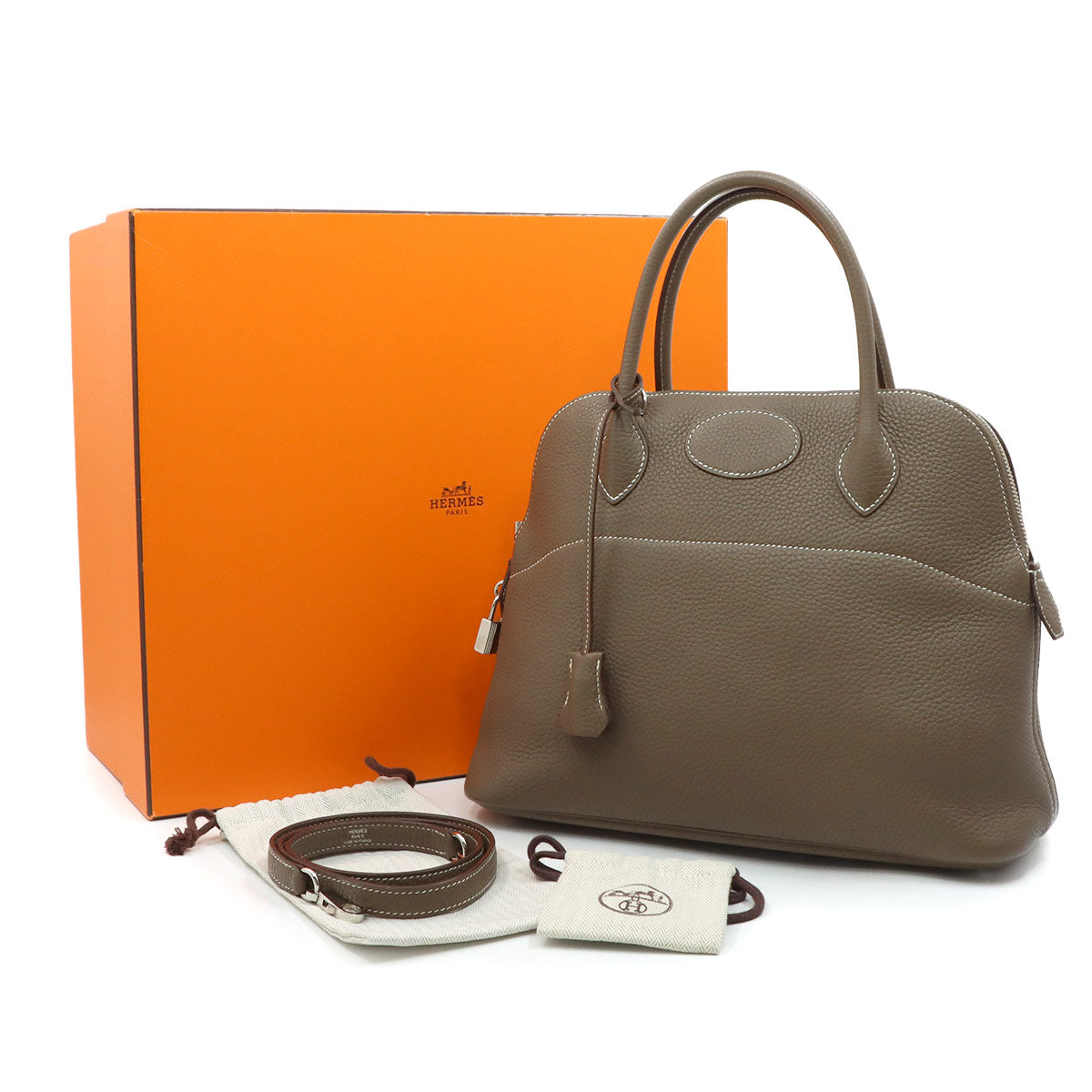 Bolide 31 2way Hand Shoulder Bag Taurillon Clemence Etoupe