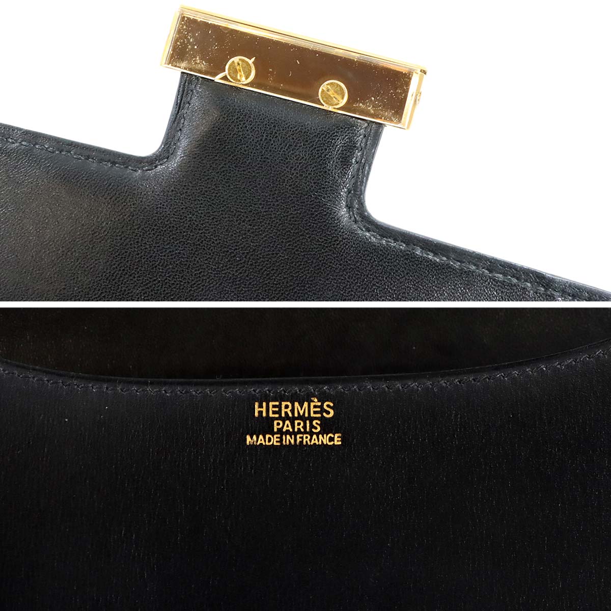 Constance 23 Shoulder Bag Box Calf Leather Black Purse