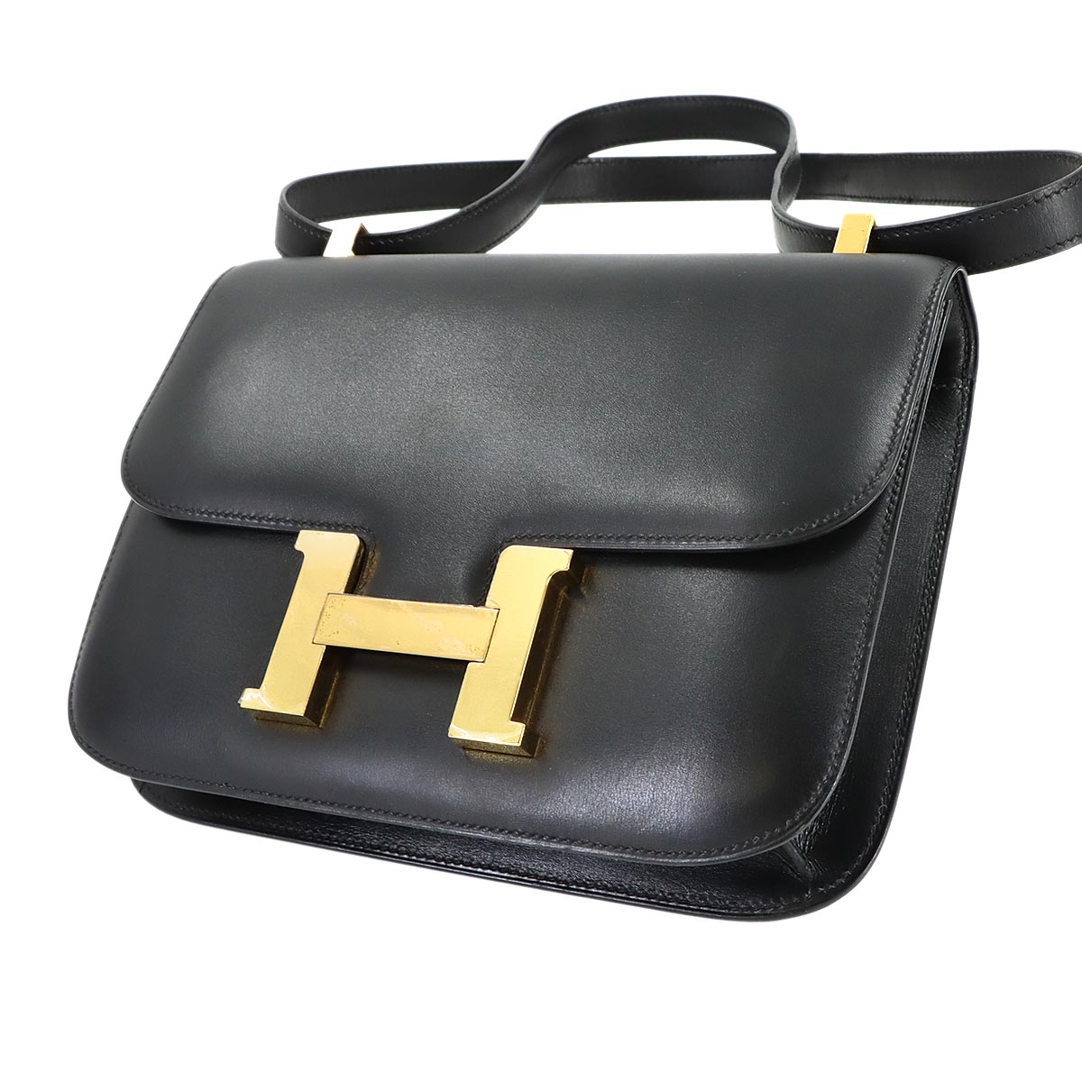 Constance 23 Shoulder Bag Box Calf Leather Black Purse