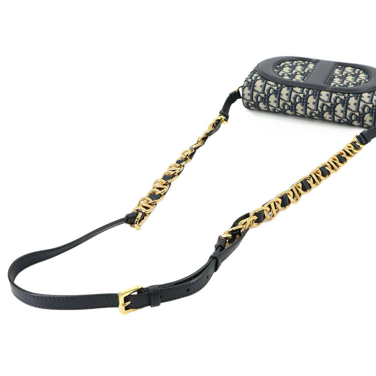 Oblique CD Signature Chain Shoulder Bag Canvas Navy