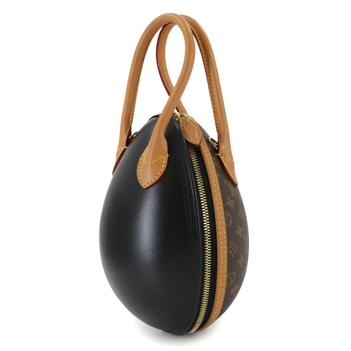 Monogram LV Egg Hand Shoulder Bag Leather Black M44587
