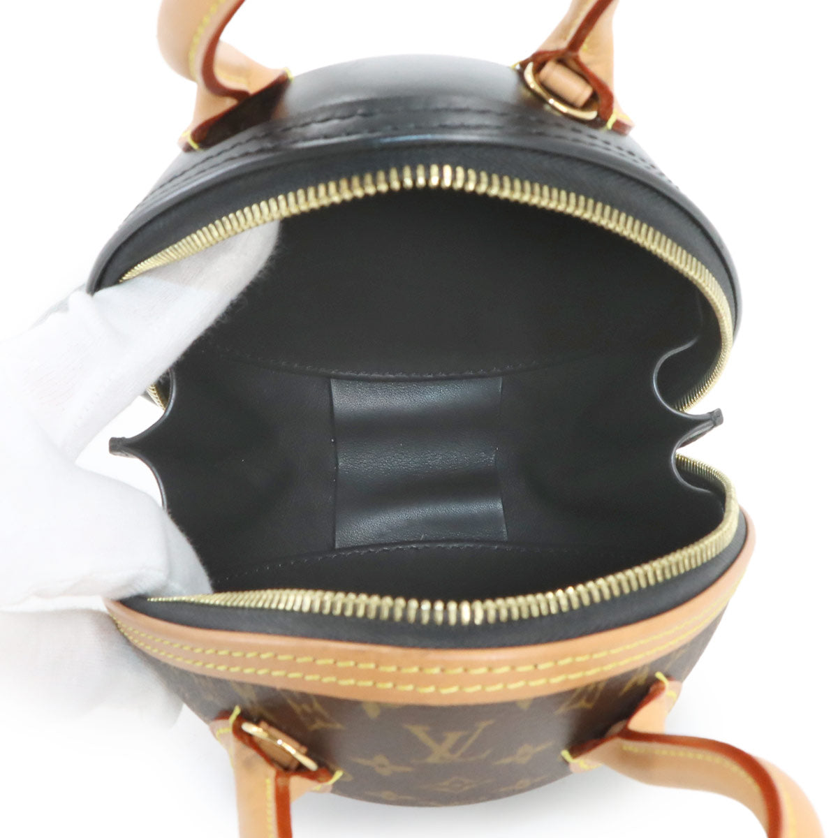 Monogram LV Egg Hand Shoulder Bag Leather Black M44587
