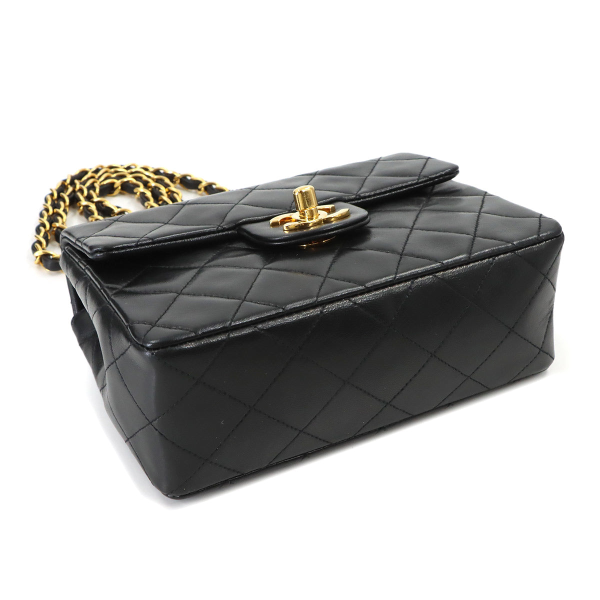 Mini Matelasse Chain Shoulder Bag Leather Black A01115 Purse