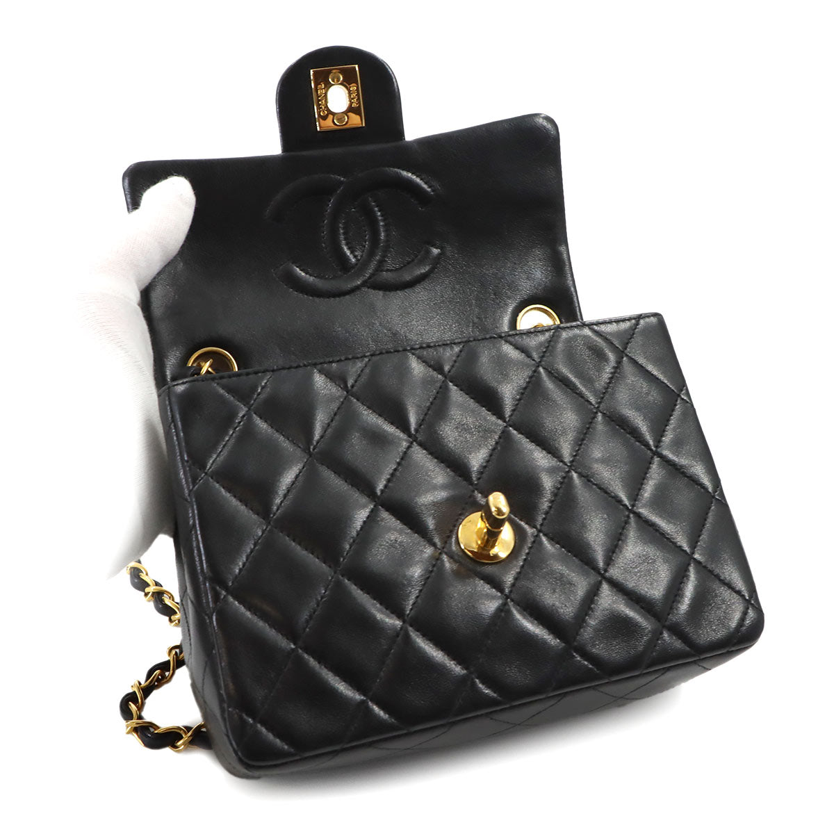 Mini Matelasse Chain Shoulder Bag Leather Black A01115 Purse