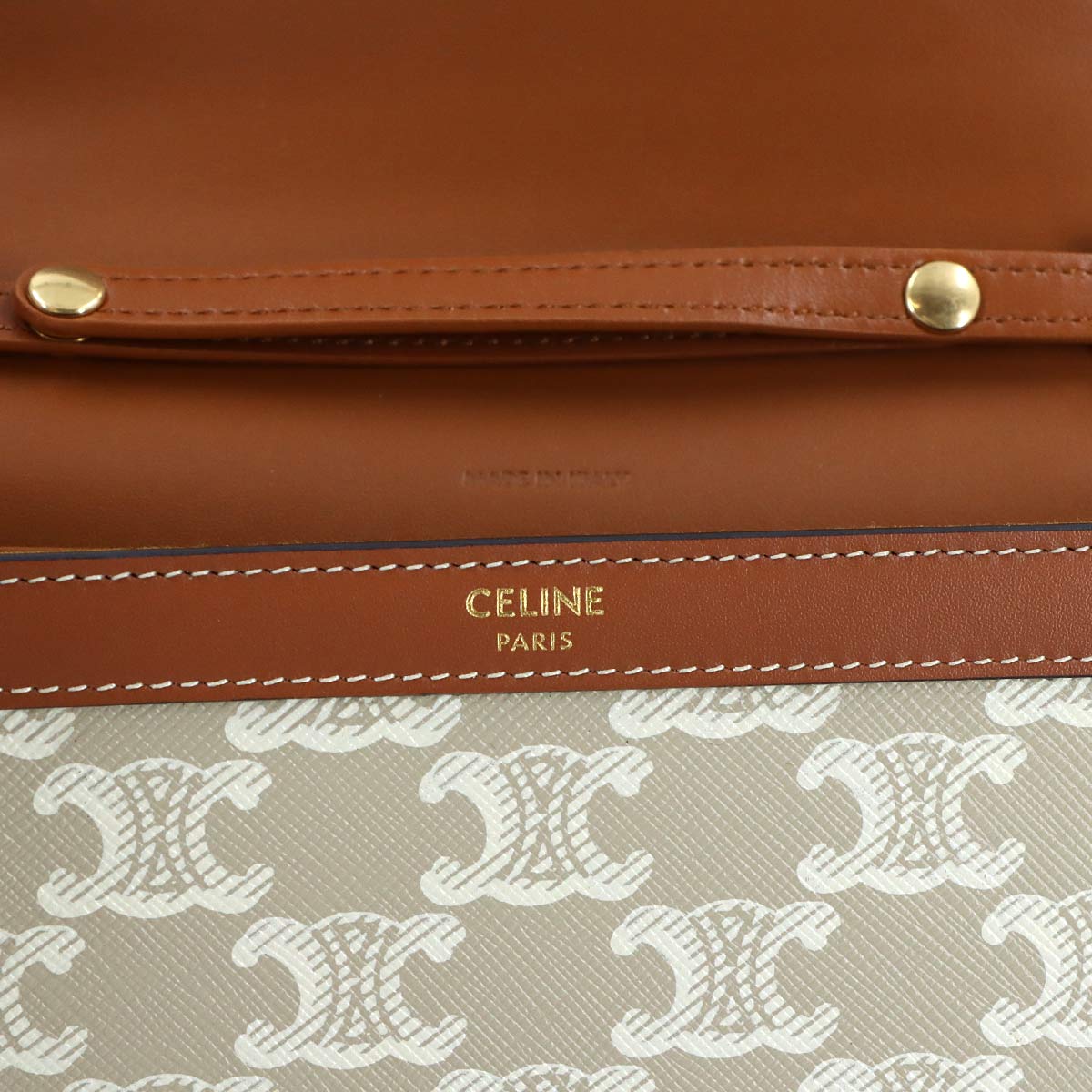 Margo Triomphe Chain Long Wallet PVC Leather Beige 10L462FI6