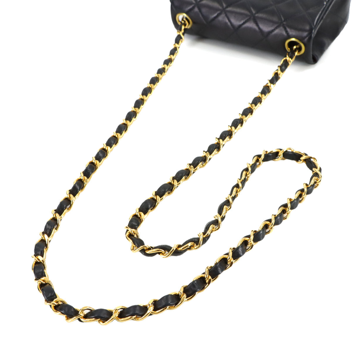 Mini Matelasse Chain Shoulder Bag Leather Black A01115 Purse