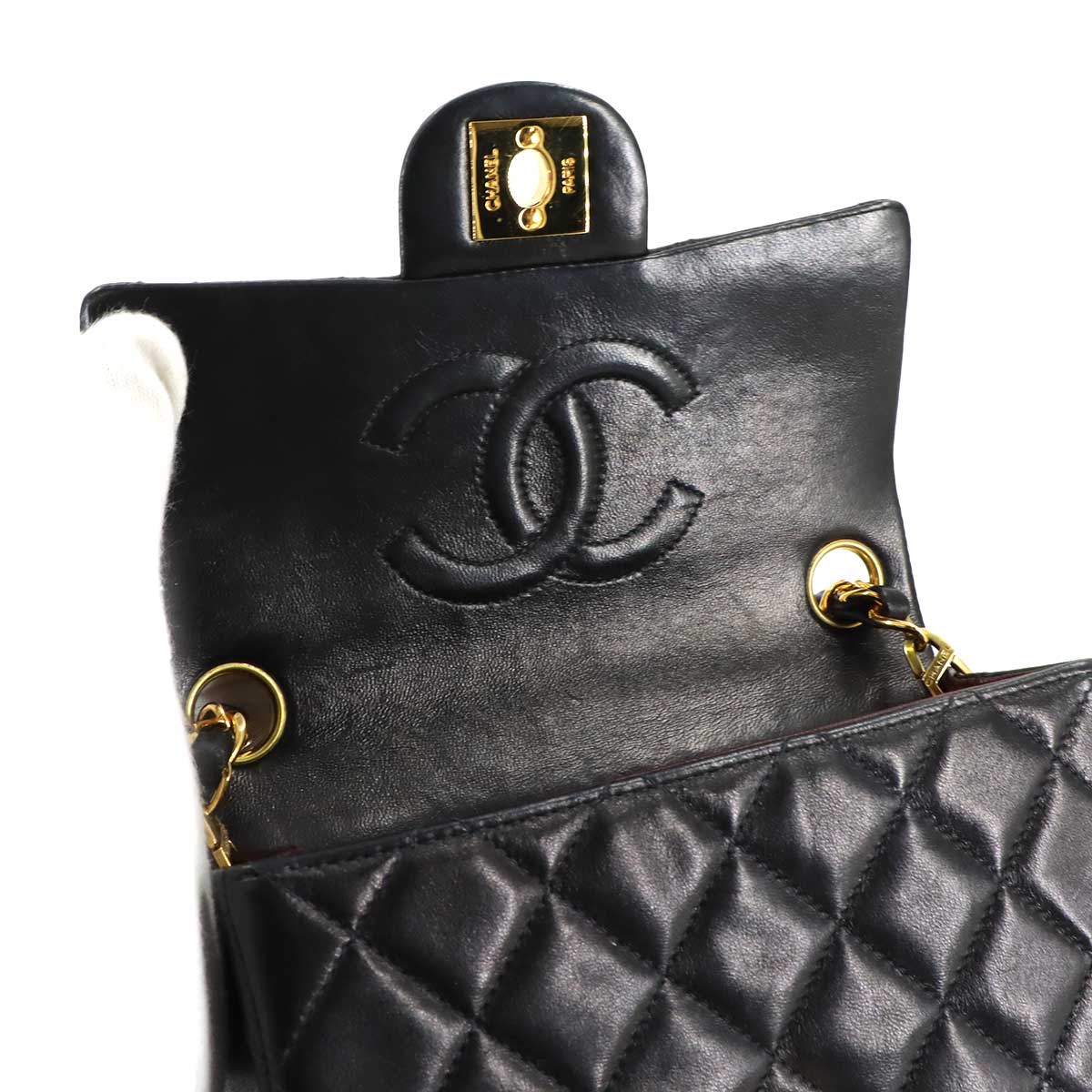 Mini Matelasse Chain Shoulder Bag Leather Black A01115 Purse
