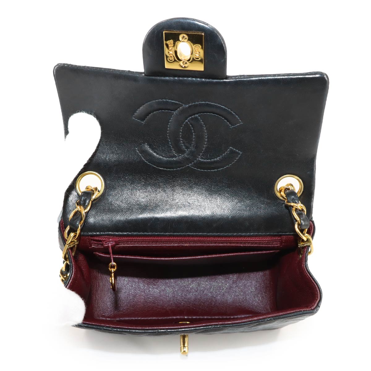 Mini Matelasse Chain Shoulder Bag Leather Black A01115 Purse