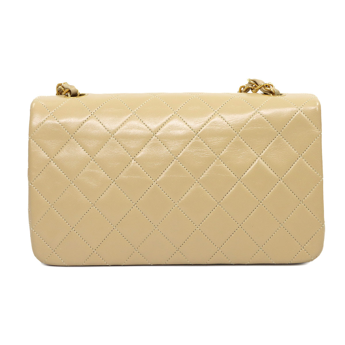 Matelasse Chain Shoulder Bag Leather Beige Purse