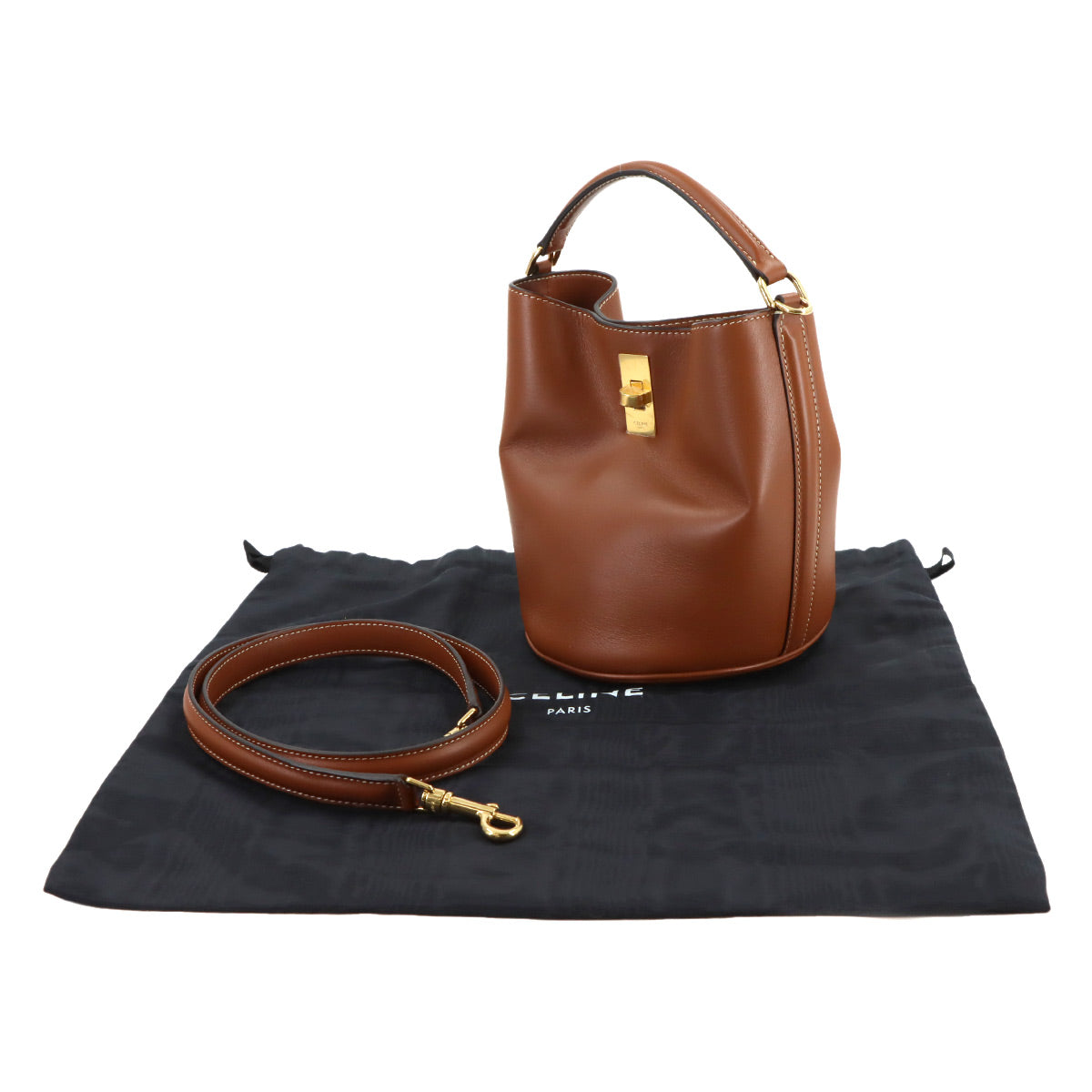 Teen Bucket 16 Hand Shoulder Bag Leather Tan 197573 Brown