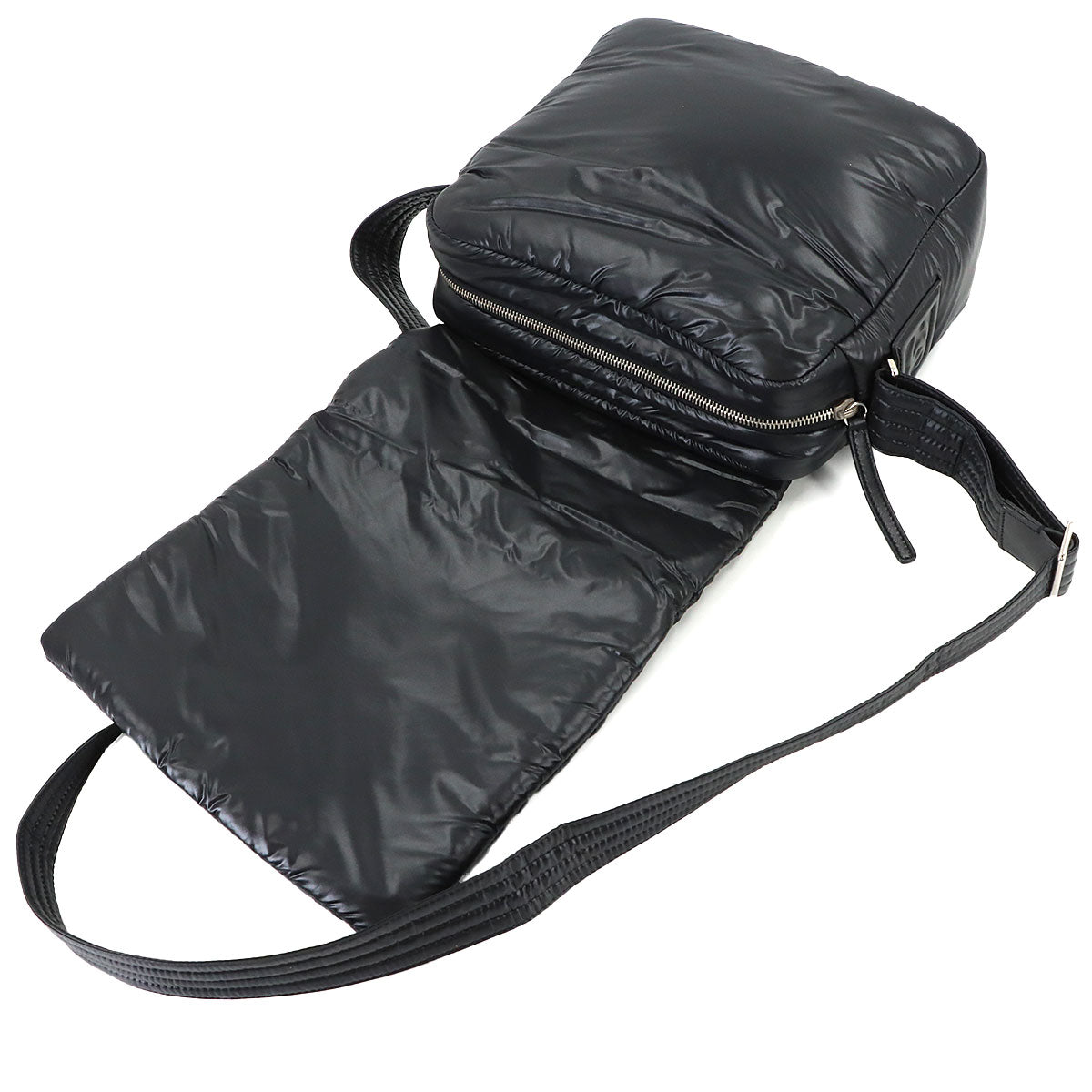 Coco Cocoon Messenger Shoulder Bag Nylon Leather Black A48616