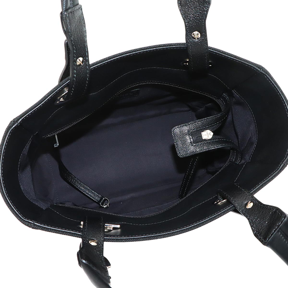Paris Biarritz PM Tote Bag PVC Nylon Leather Black A34208 Purse