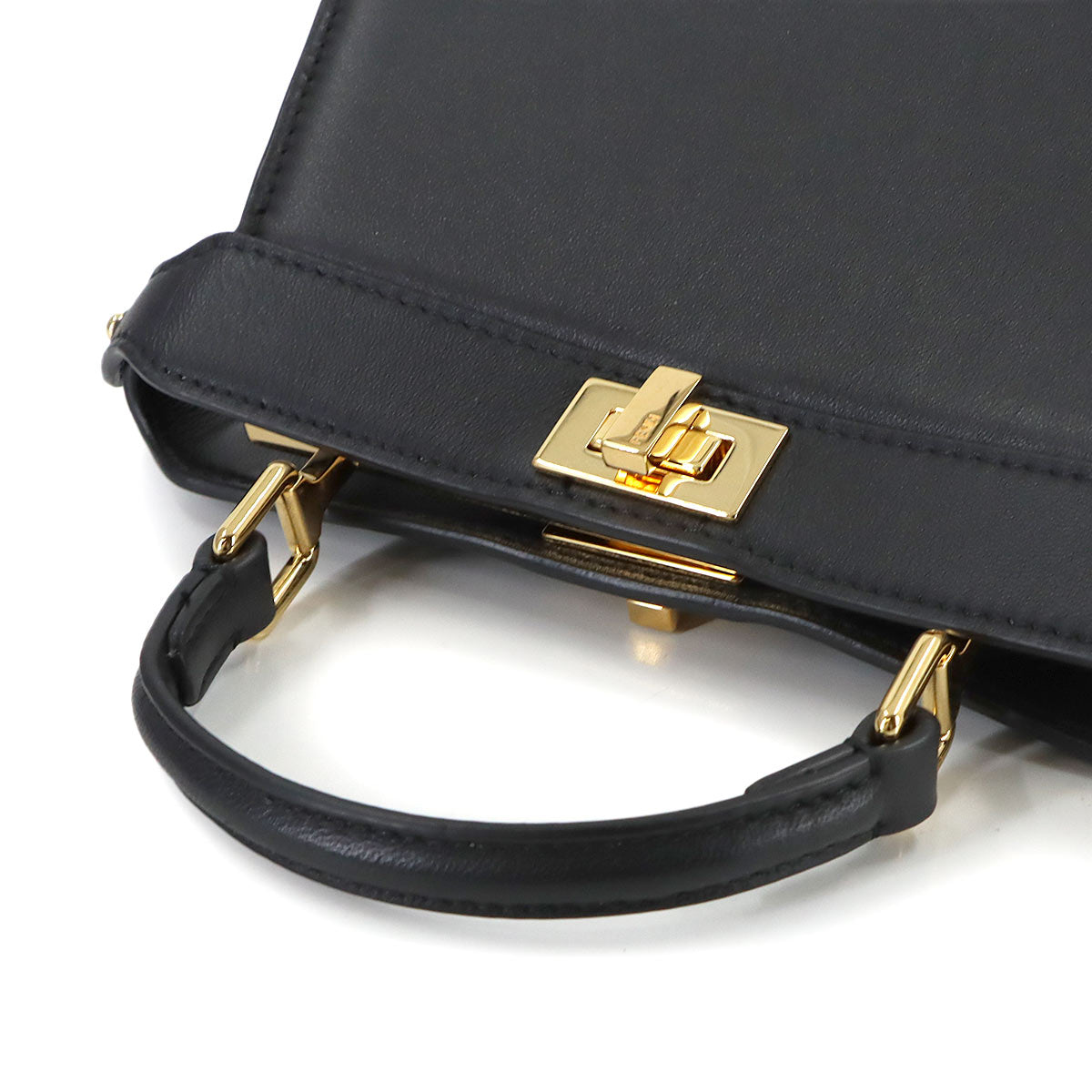 Peekaboo ISeeU Petite Hand Shoulder Bag Leather Black 8BN323