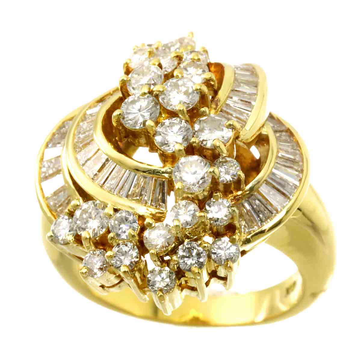 Diamond 2.82ct Ring 18K YG Yellow Gold 750 Size5.25-5.5(US)