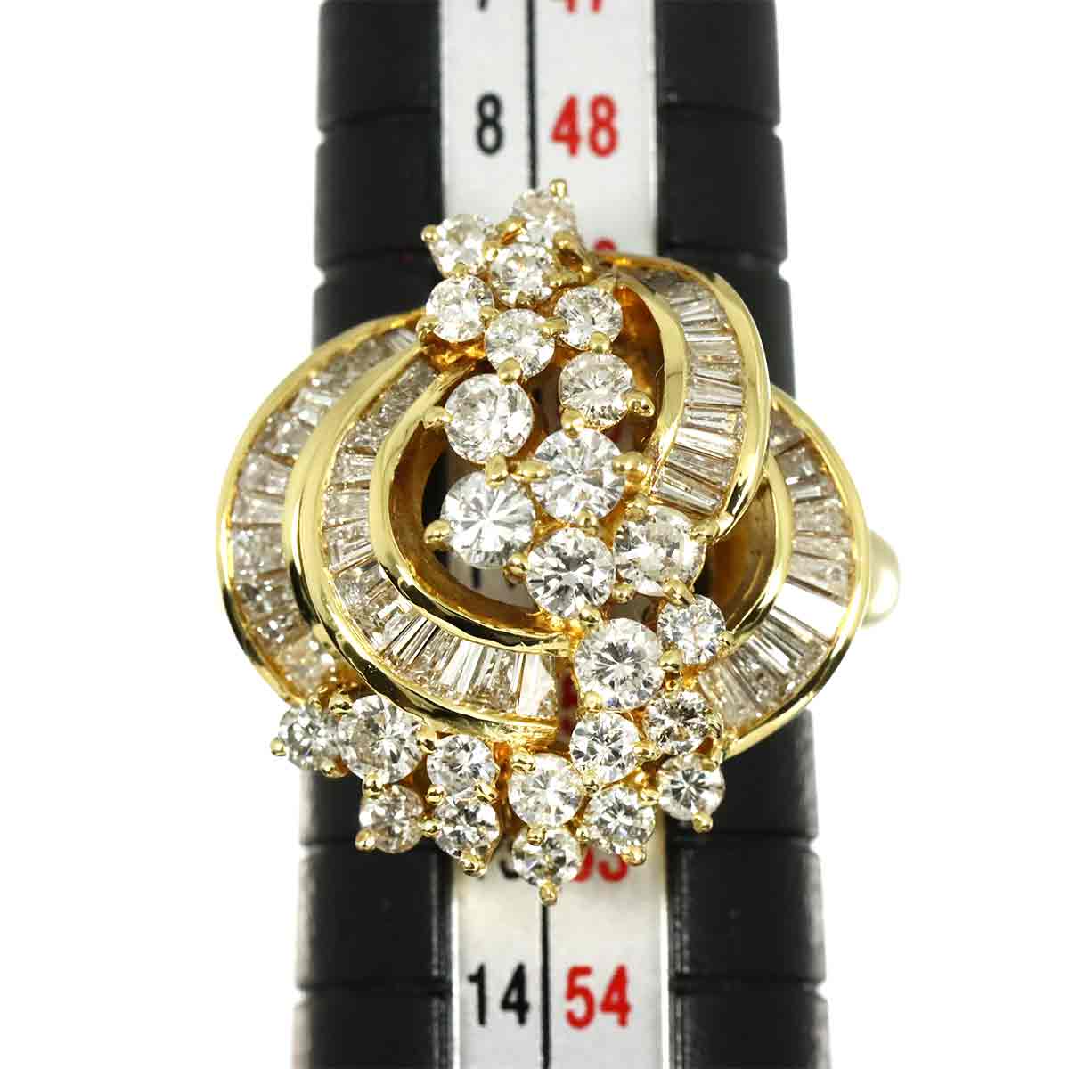 Diamond 2.82ct Ring 18K YG Yellow Gold 750 Size5.25-5.5(US)