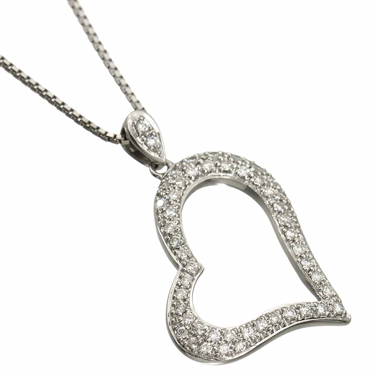 Heart Motif Diamond 0.51ct Necklace 18K WG 750