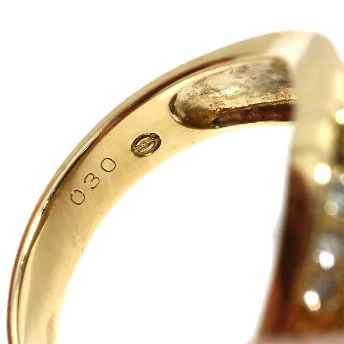 Diamond 0.30ct Ring 18K YG Yellow Gold 750 size6(US)