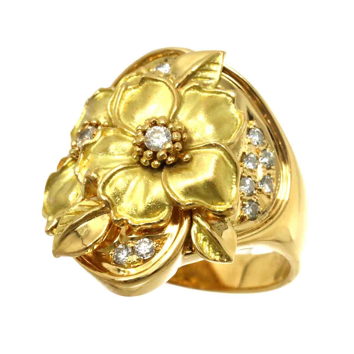 Diamond 0.30ct Ring 18K YG Yellow Gold 750 size6(US)