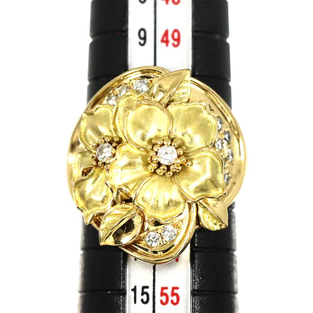 Diamond 0.30ct Ring 18K YG Yellow Gold 750 size6(US)
