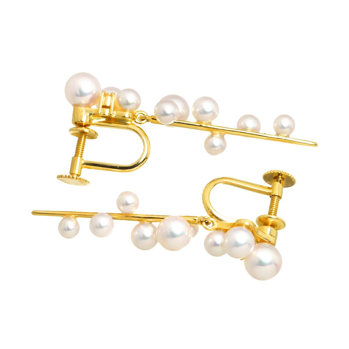 Akoya Pearl 6.1-3.5mm Diamond 0.05ct Earrings 18K YG 750