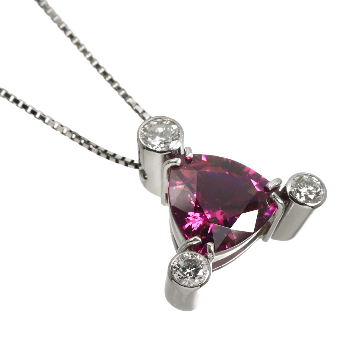 Garnet 2.60ct Diamond 0.29ct Necklace Pt Platinum