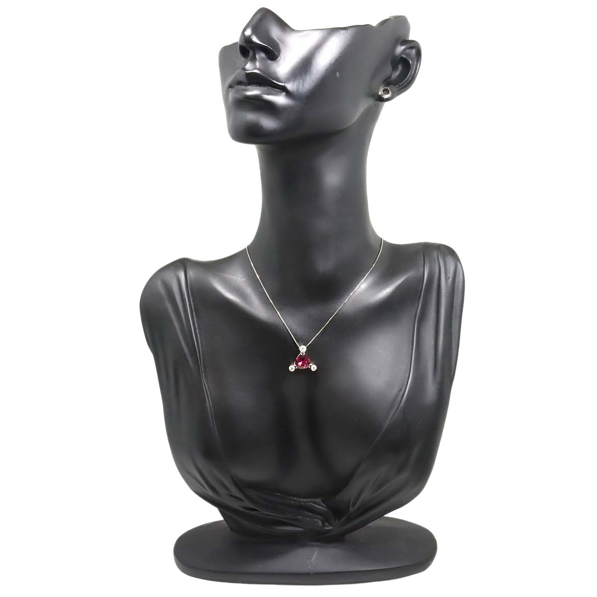 Garnet 2.60ct Diamond 0.29ct Necklace Pt Platinum