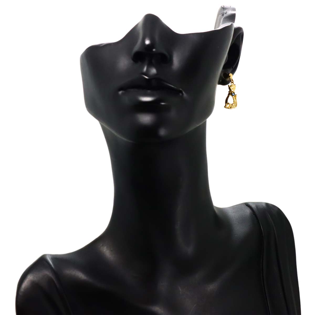 Sapphire 0.13ct Earrings Pierced 18K K18 YG Yellow Gold 750
