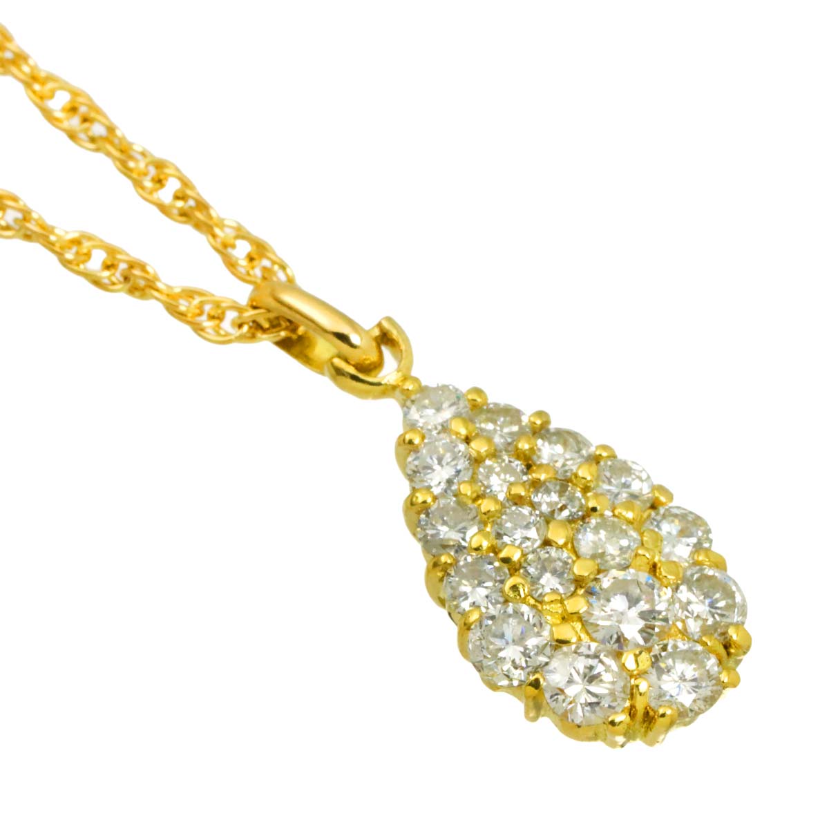 Diamond 1.08ct Necklace 18K YG Yellow Gold 750