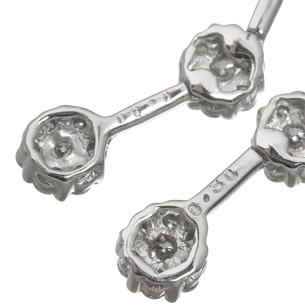 Diamond 0.30ct/0.30ct Earrings Pierced 18K K18 WG 750