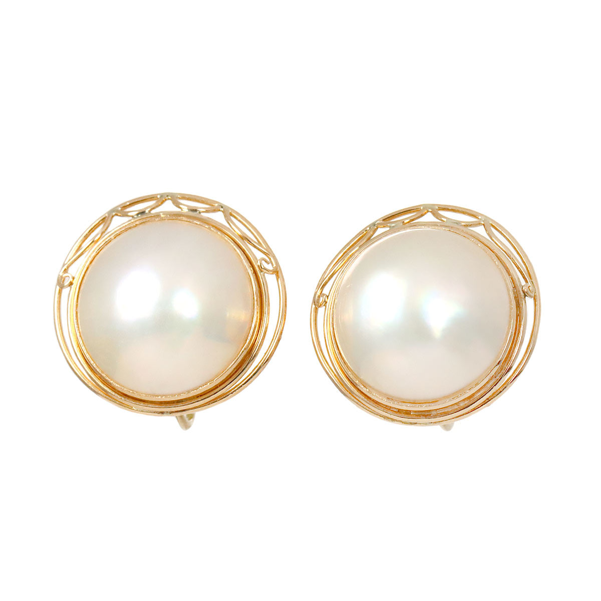 Mabe Pearl Earrings 18K YG 750