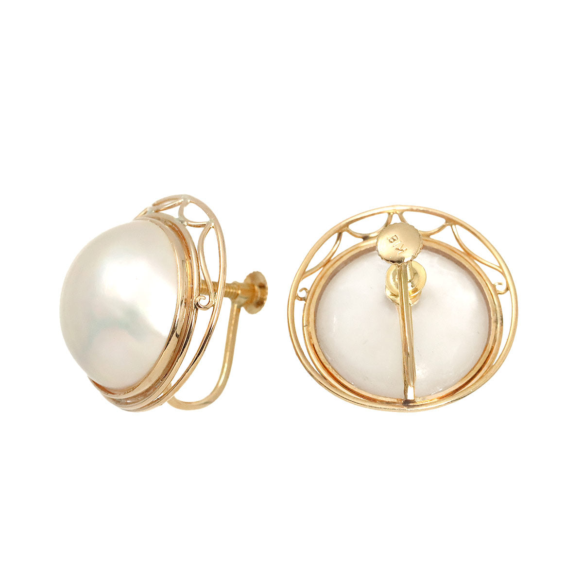 Mabe Pearl Earrings 18K YG 750