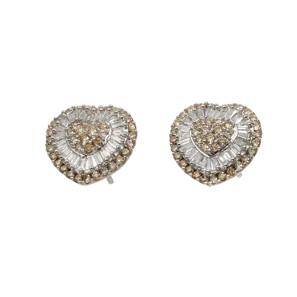 Diamond 0.25ct/0.25ct Earrings Pierced 18K K18 WG 750