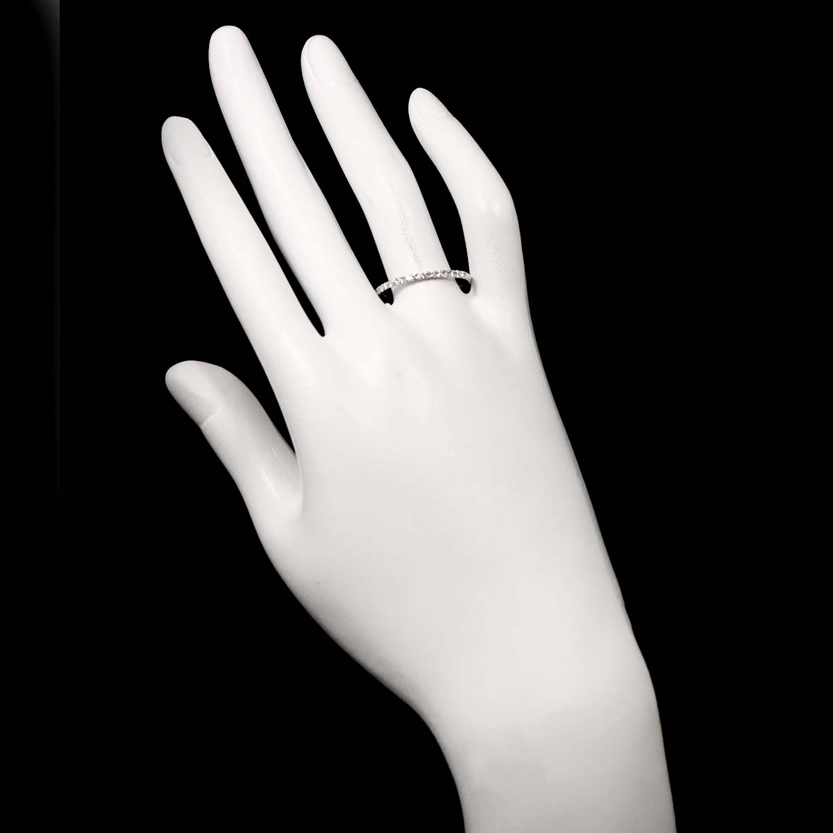 Diamond 0.22ct Ring 18K K18 WG White Gold size7.75-8(US)