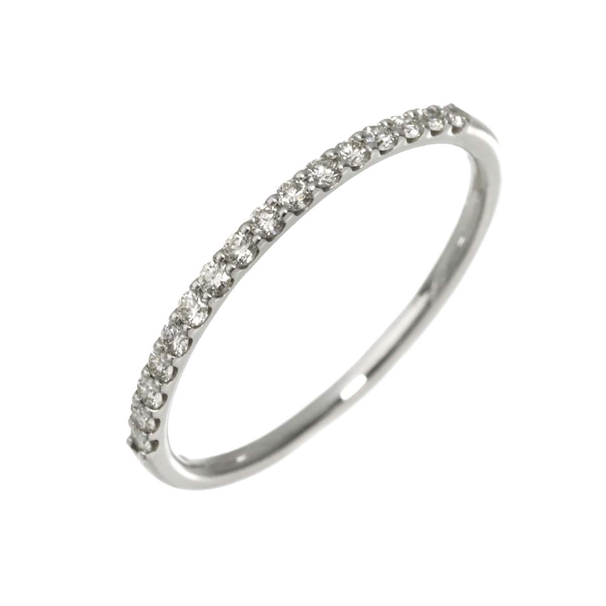 Diamond 0.22ct Ring 18K K18 WG White Gold size7.75-8(US)