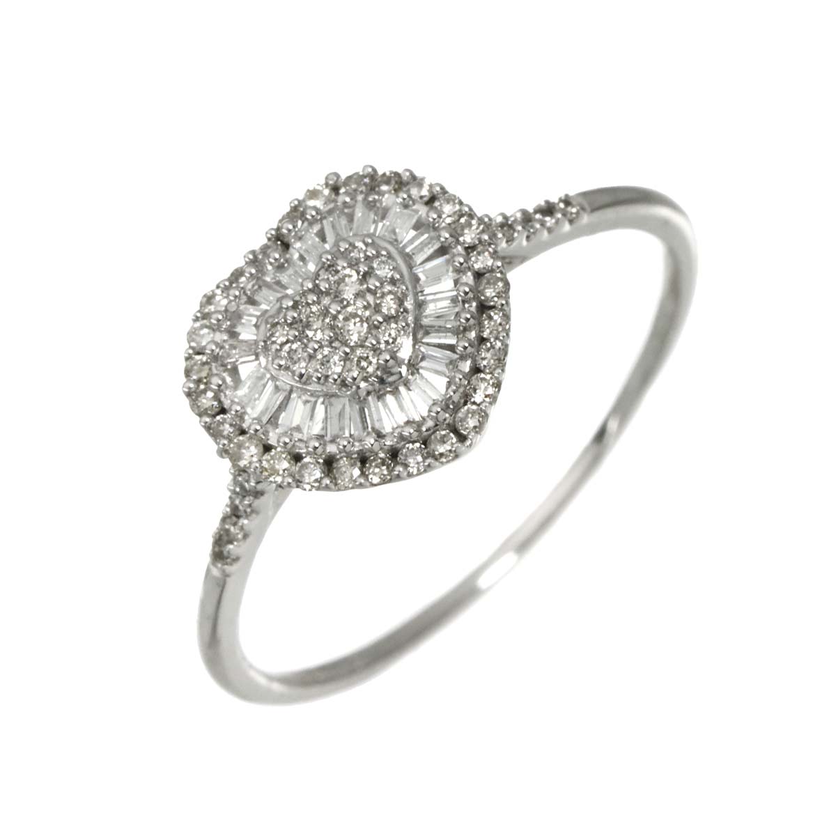 Diamond 0.25ct Ring 18K K18 WG White Gold size5.75-6(US)