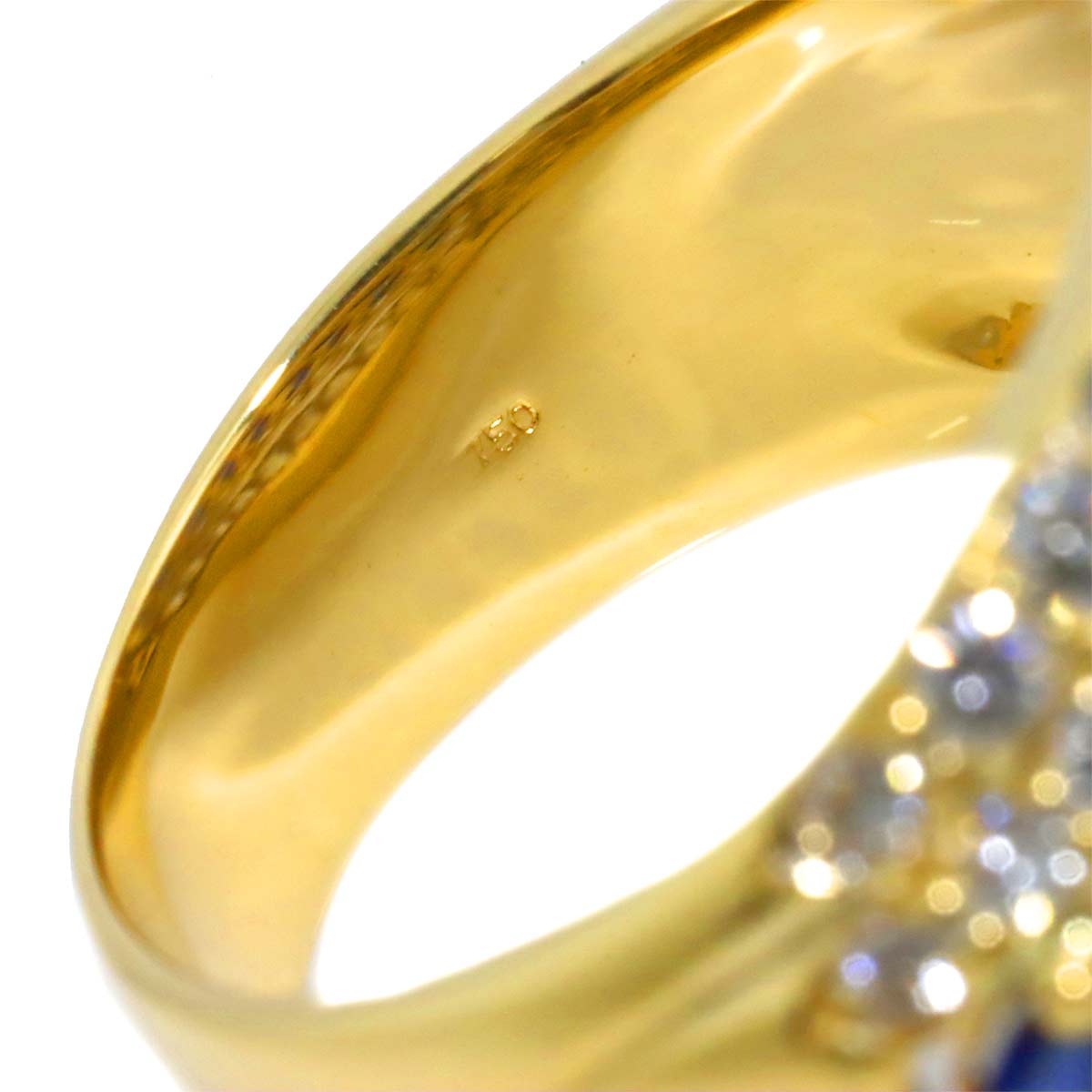 Sapphire 2.37ct Diamond 1.22ct Ring 18K YG Yellow Gold 750 Size6(US)