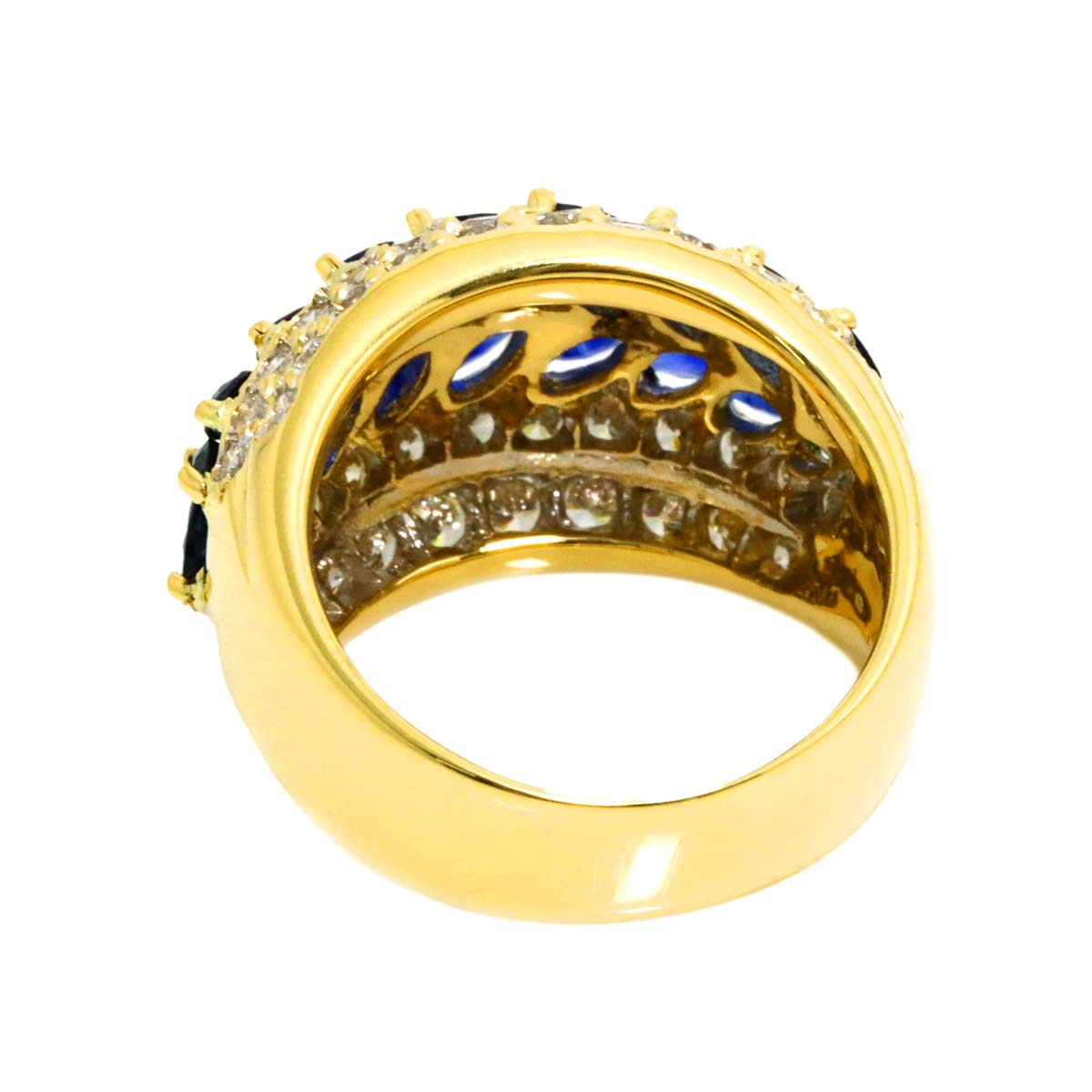 Sapphire 2.37ct Diamond 1.22ct Ring 18K YG Yellow Gold 750 Size6(US)