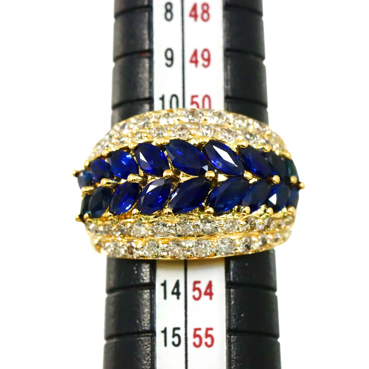 Sapphire 2.37ct Diamond 1.22ct Ring 18K YG Yellow Gold 750 Size6(US)